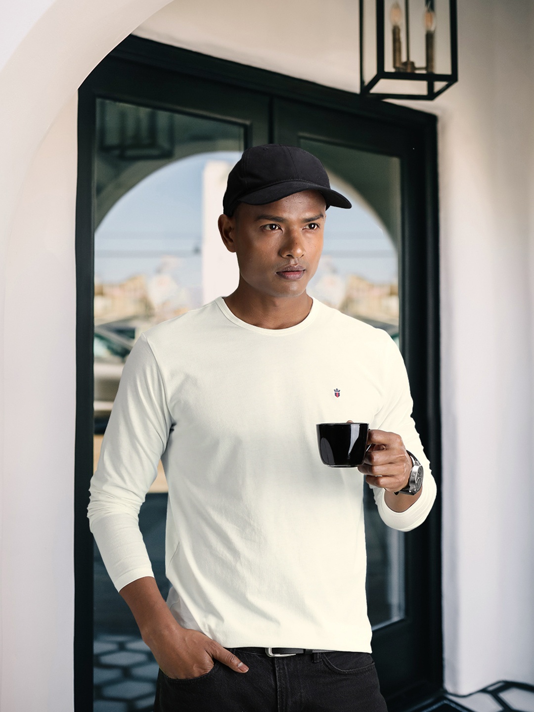 

Louis Philippe Jeans Men White Pure Cotton T-shirt