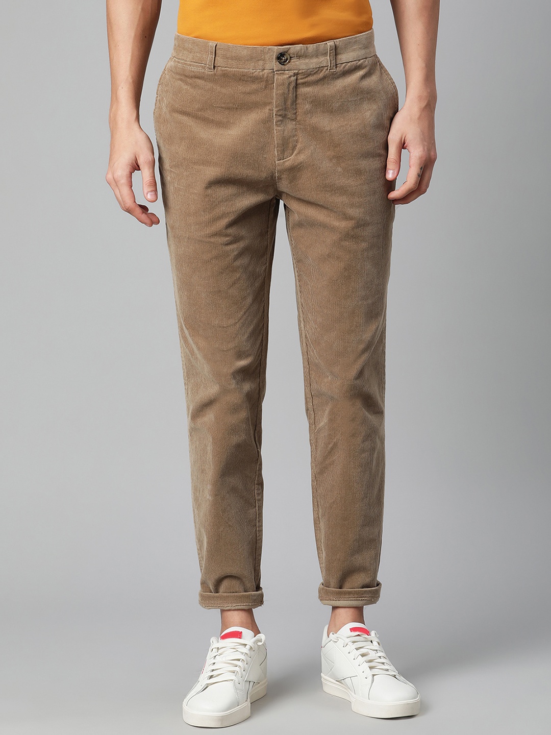 

Matinique Men Khaki Mid Rise Corduroy Trousers