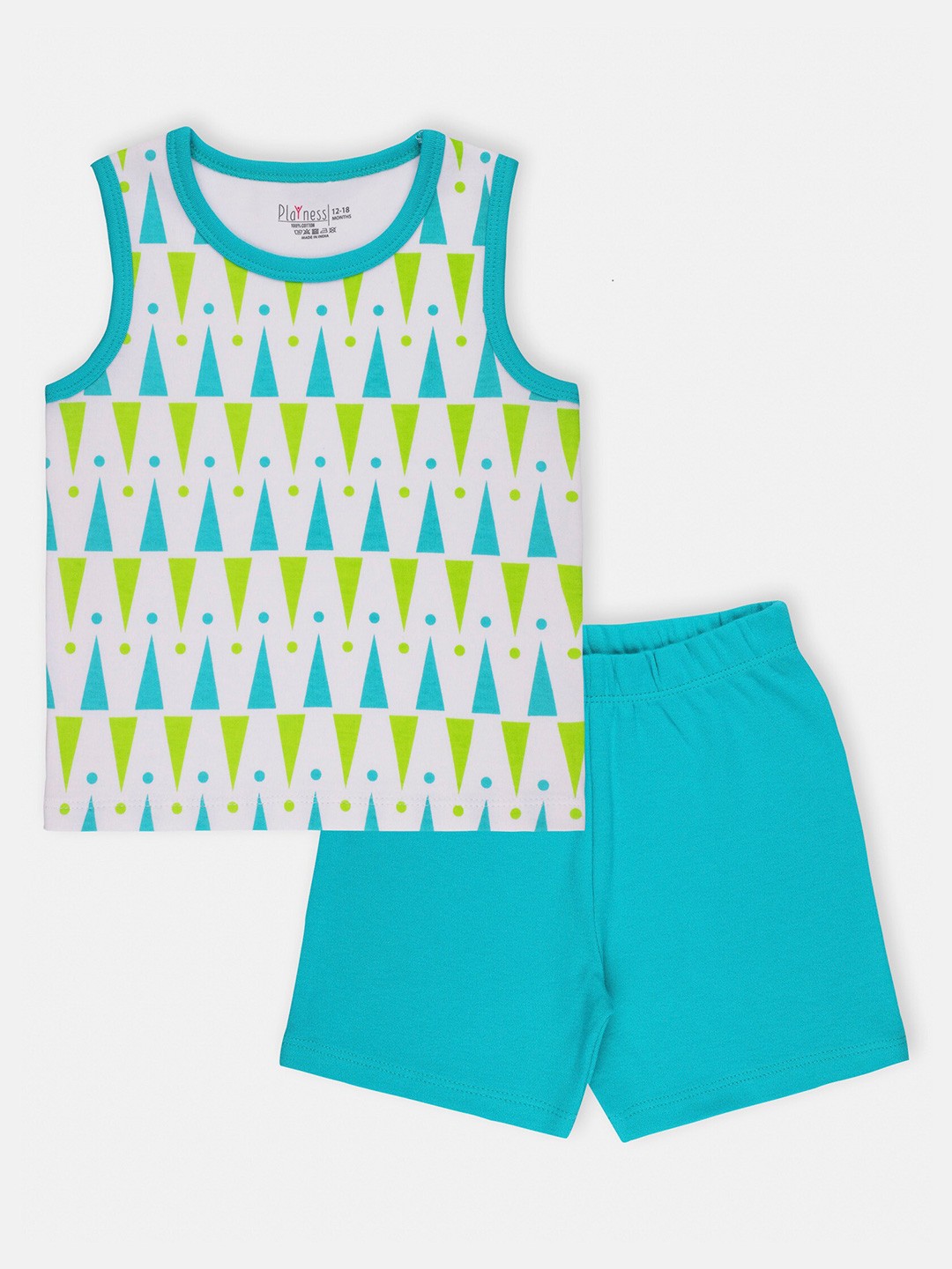 

PLAYNESS Girls Blue & White Printed T-shirt with Shorts