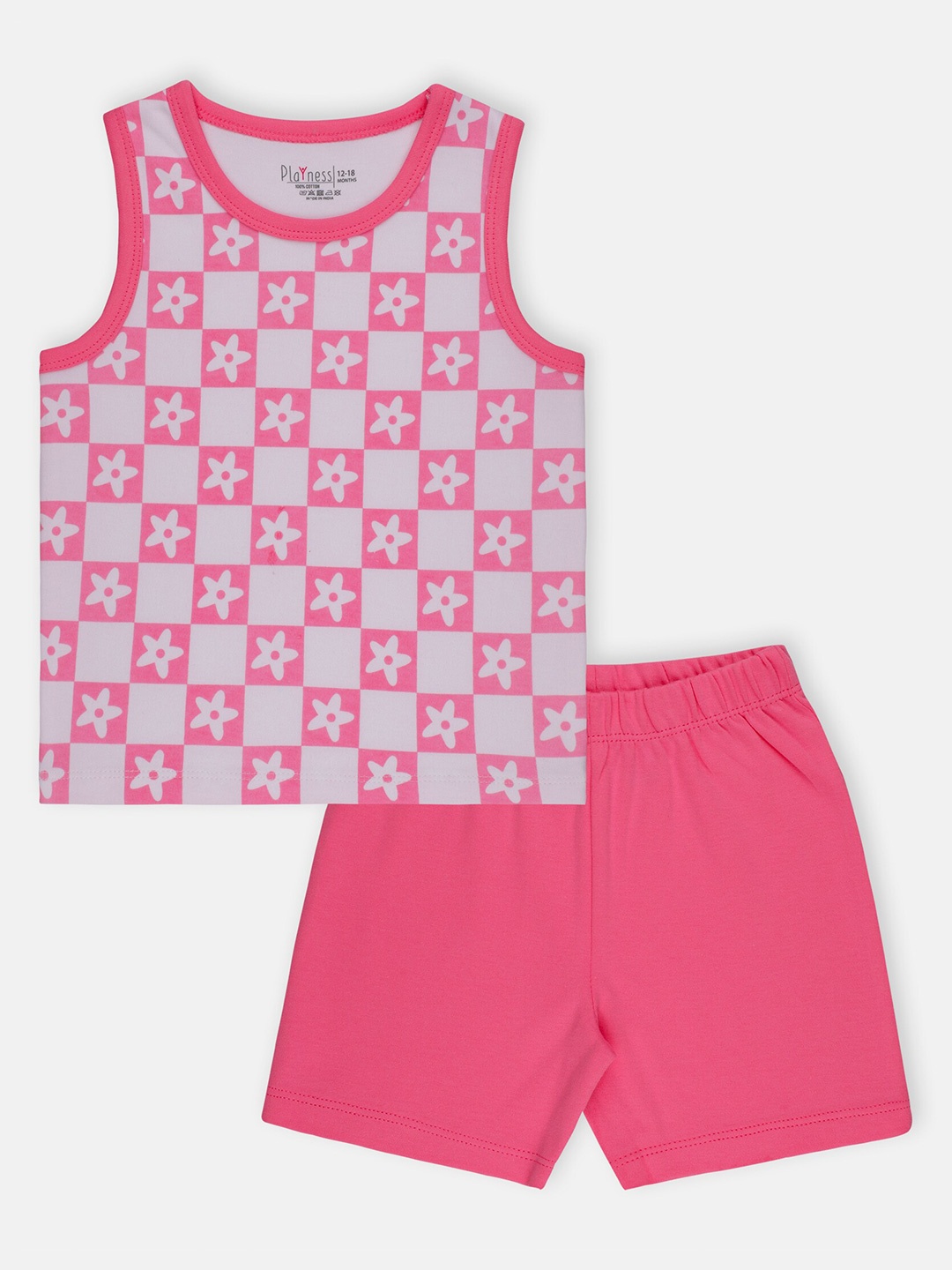 

PLAYNESS Girls Pink & Grey T-shirt with Shorts