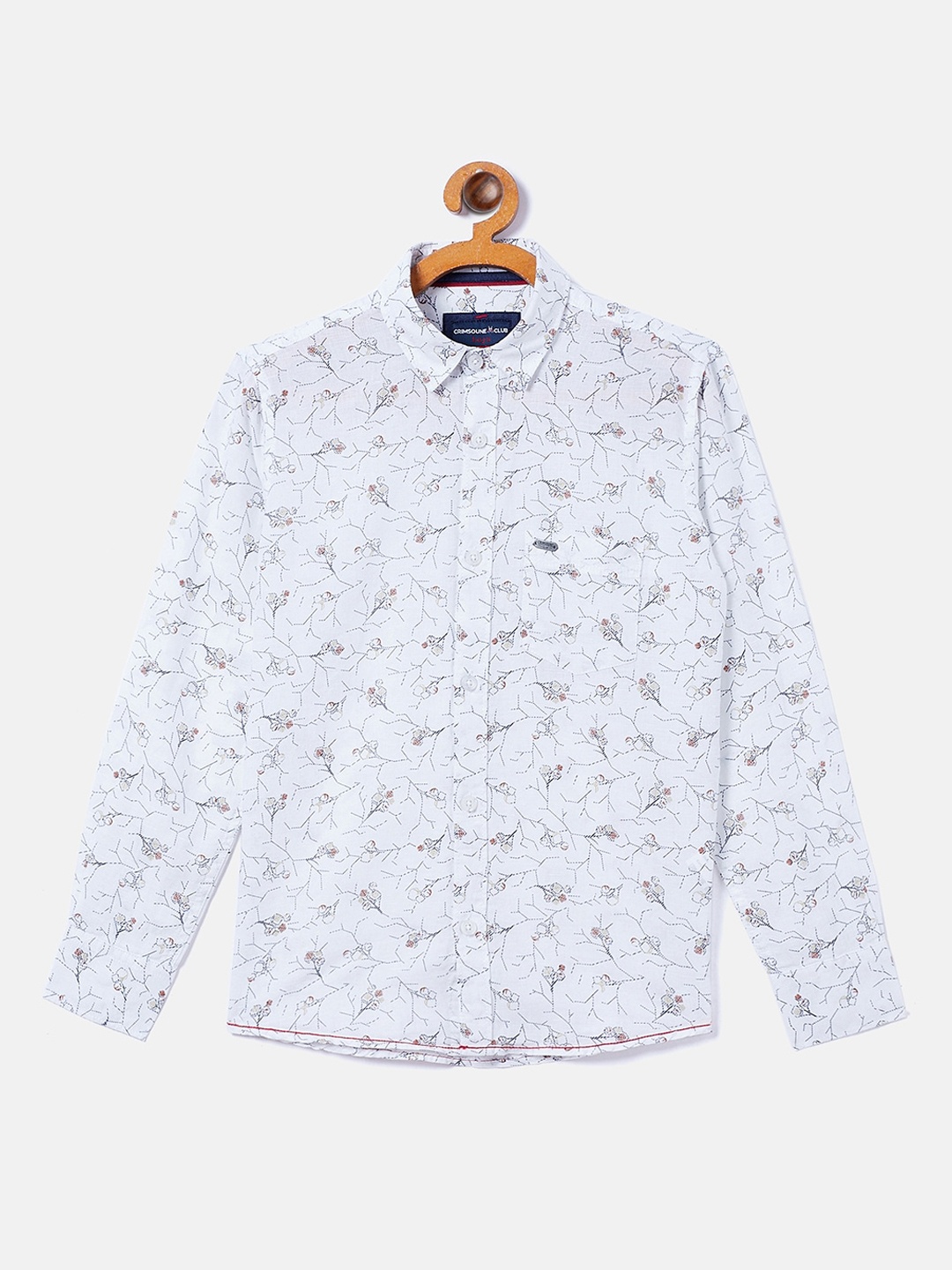 

Crimsoune Club Boys White Opaque Printed Casual Shirt