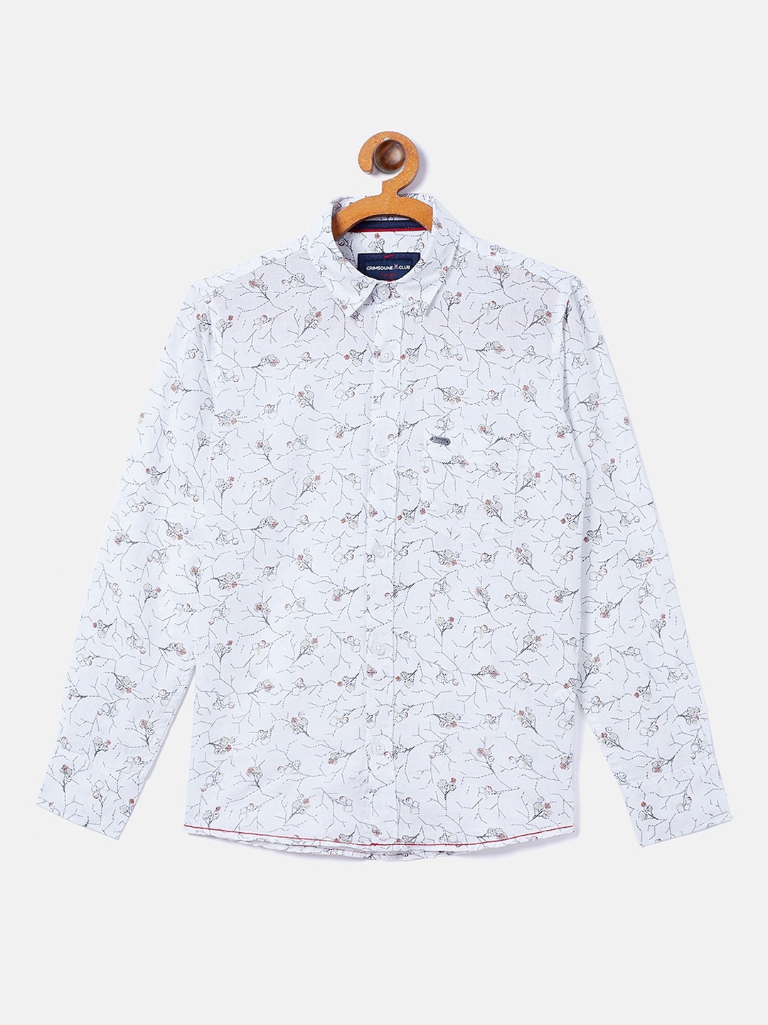 

Crimsoune Club Boys White Opaque Printed Casual Shirt