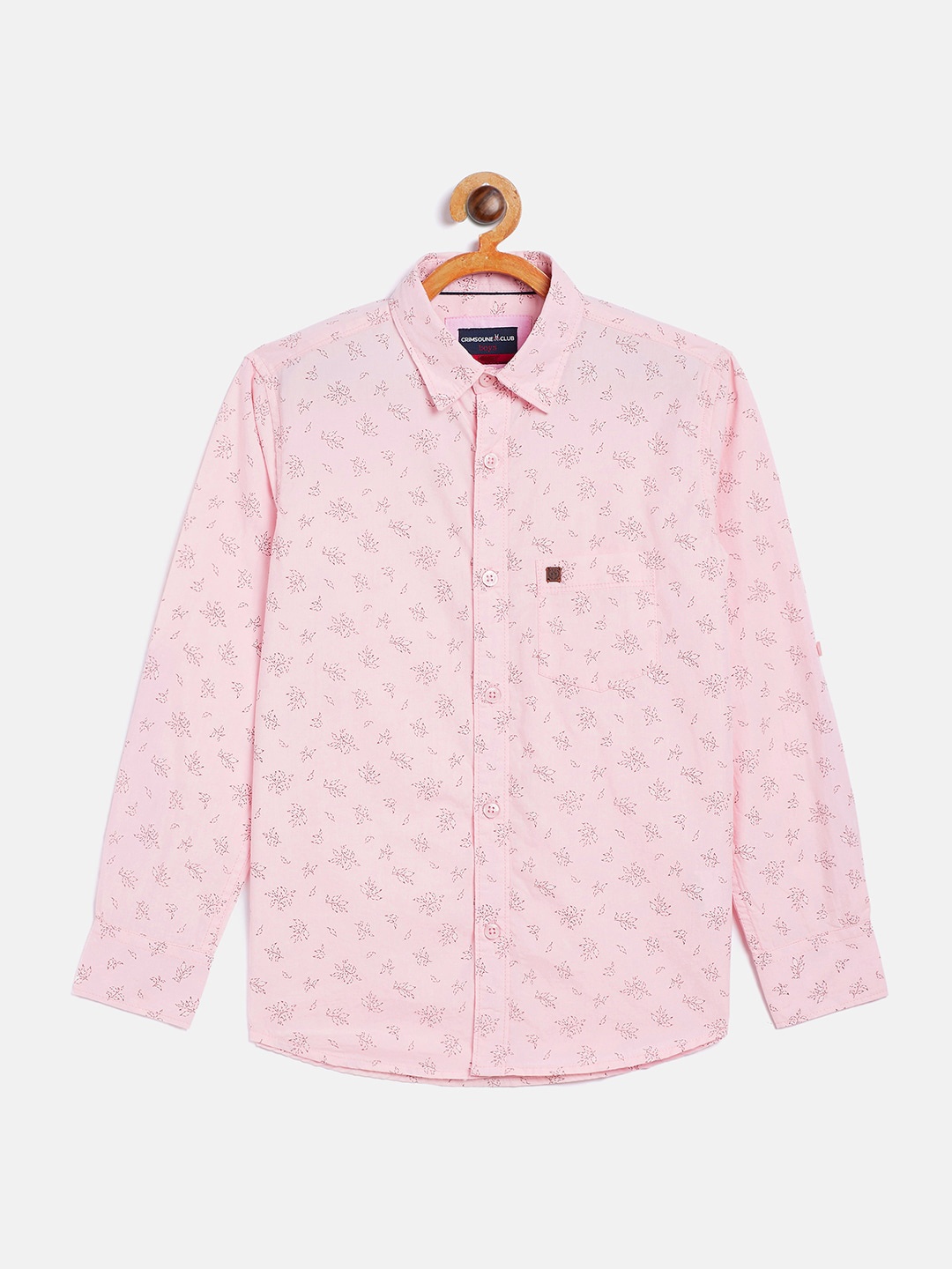

Crimsoune Club Boys Pink Floral Opaque Printed Casual Shirt