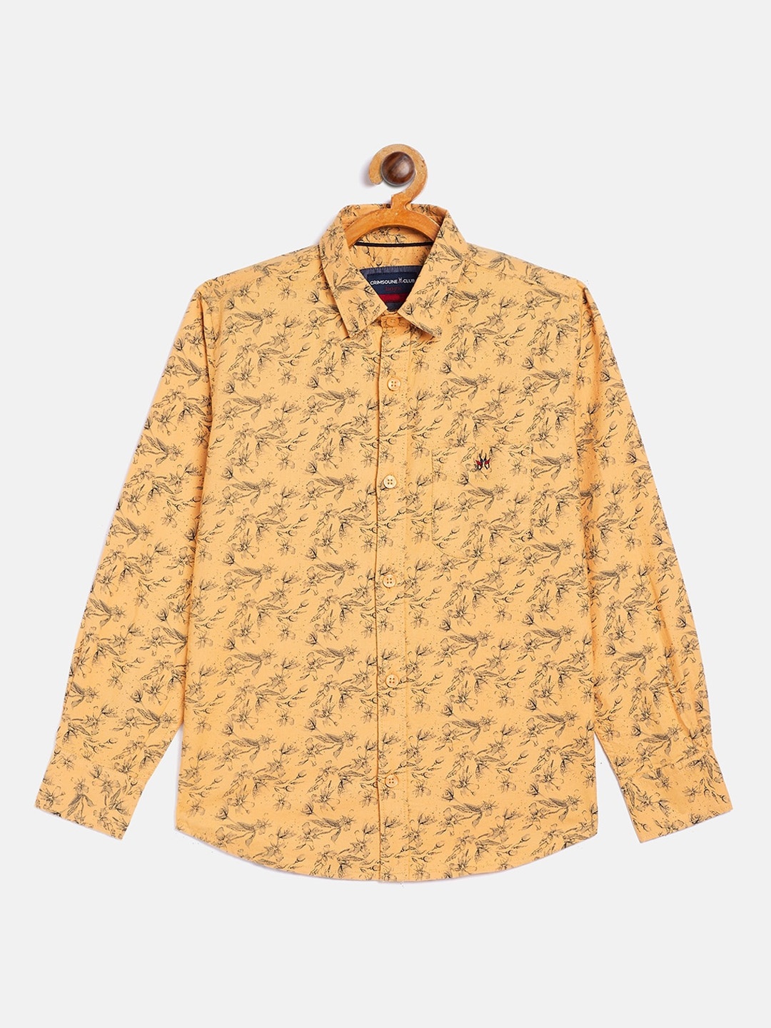 

Crimsoune Club Boys Orange Floral Opaque Printed Casual Shirt