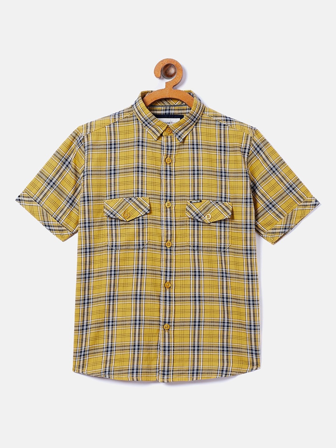 

Crimsoune Club Boys Yellow Opaque Checked Casual Shirt