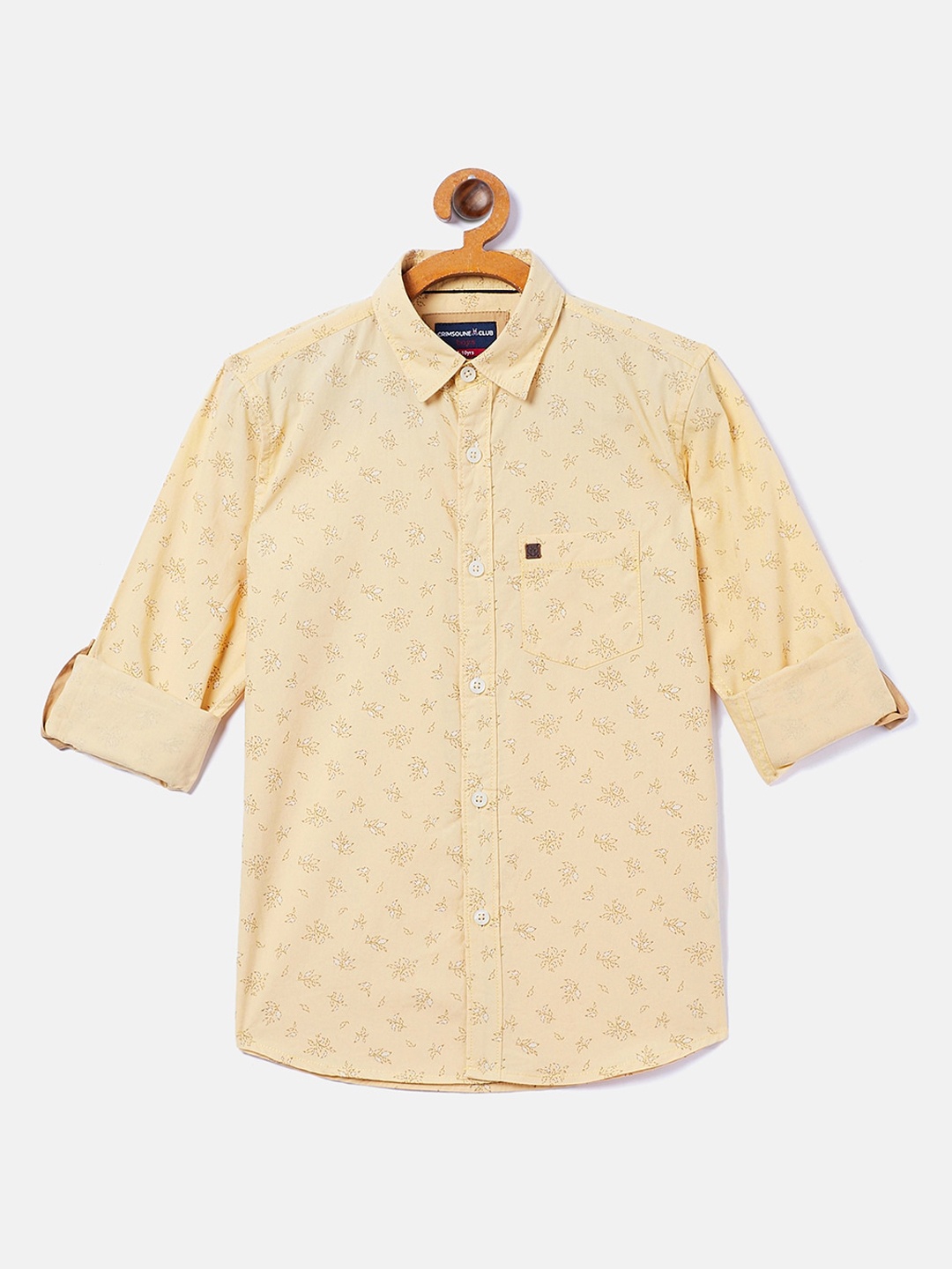 

Crimsoune Club Boys Yellow Floral Opaque Printed Casual Shirt