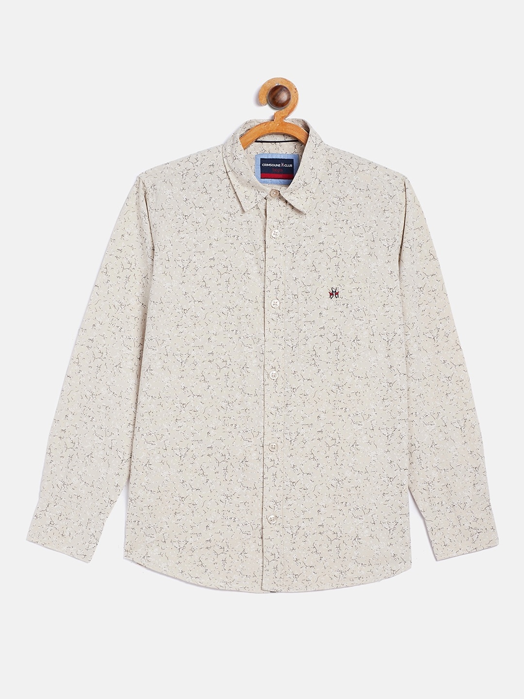 

Crimsoune Club Boys Beige Opaque Printed Casual Shirt