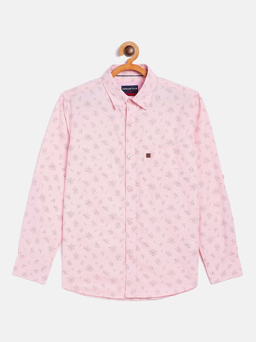 

Crimsoune Club Boys Pink Floral Opaque Printed Casual Shirt