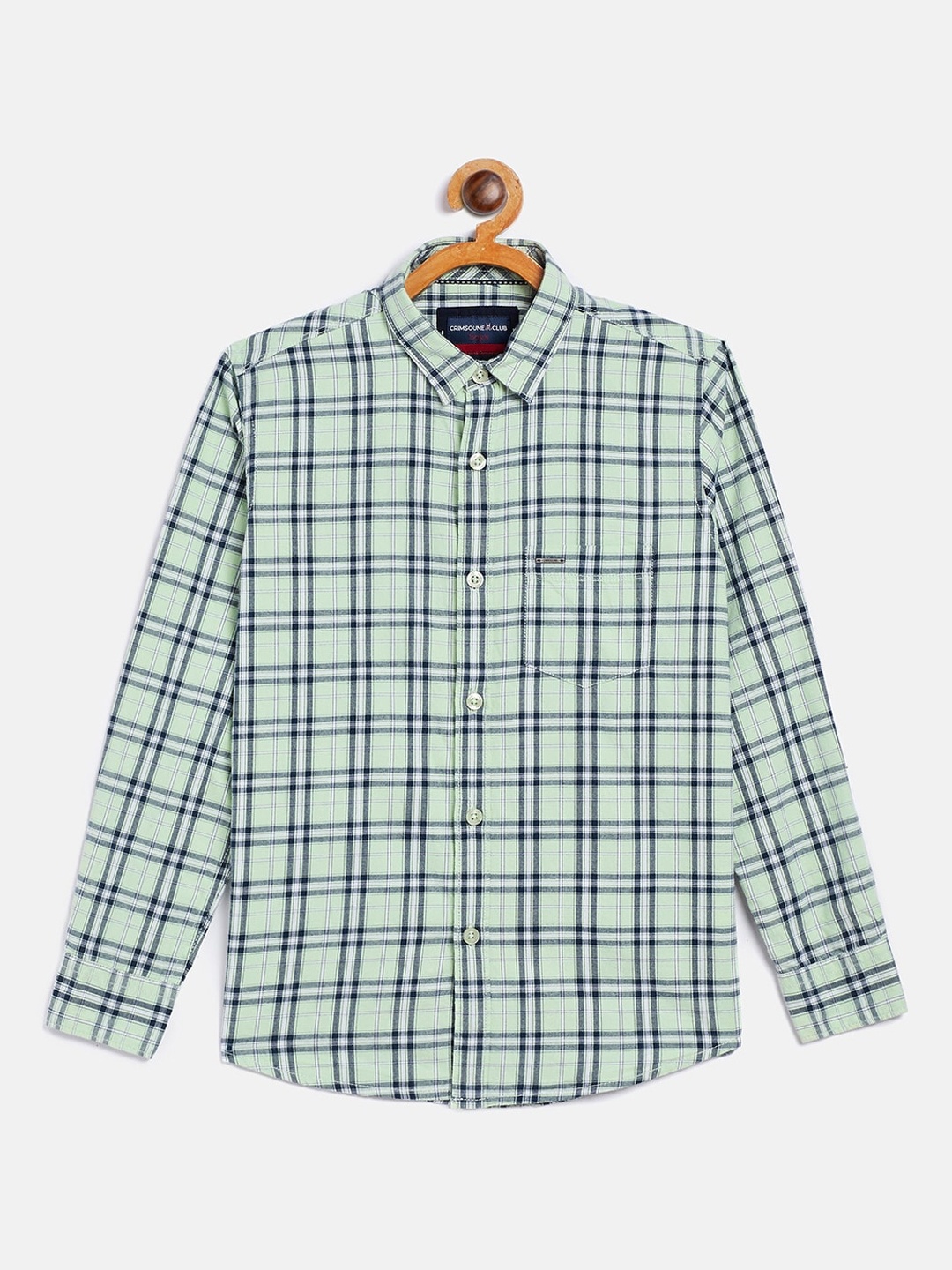 

Crimsoune Club Boys Sea Green Opaque Checked Casual Shirt