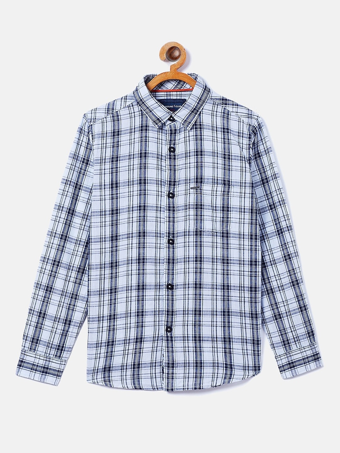 

Crimsoune Club Boys Blue Opaque Checked Casual Shirt