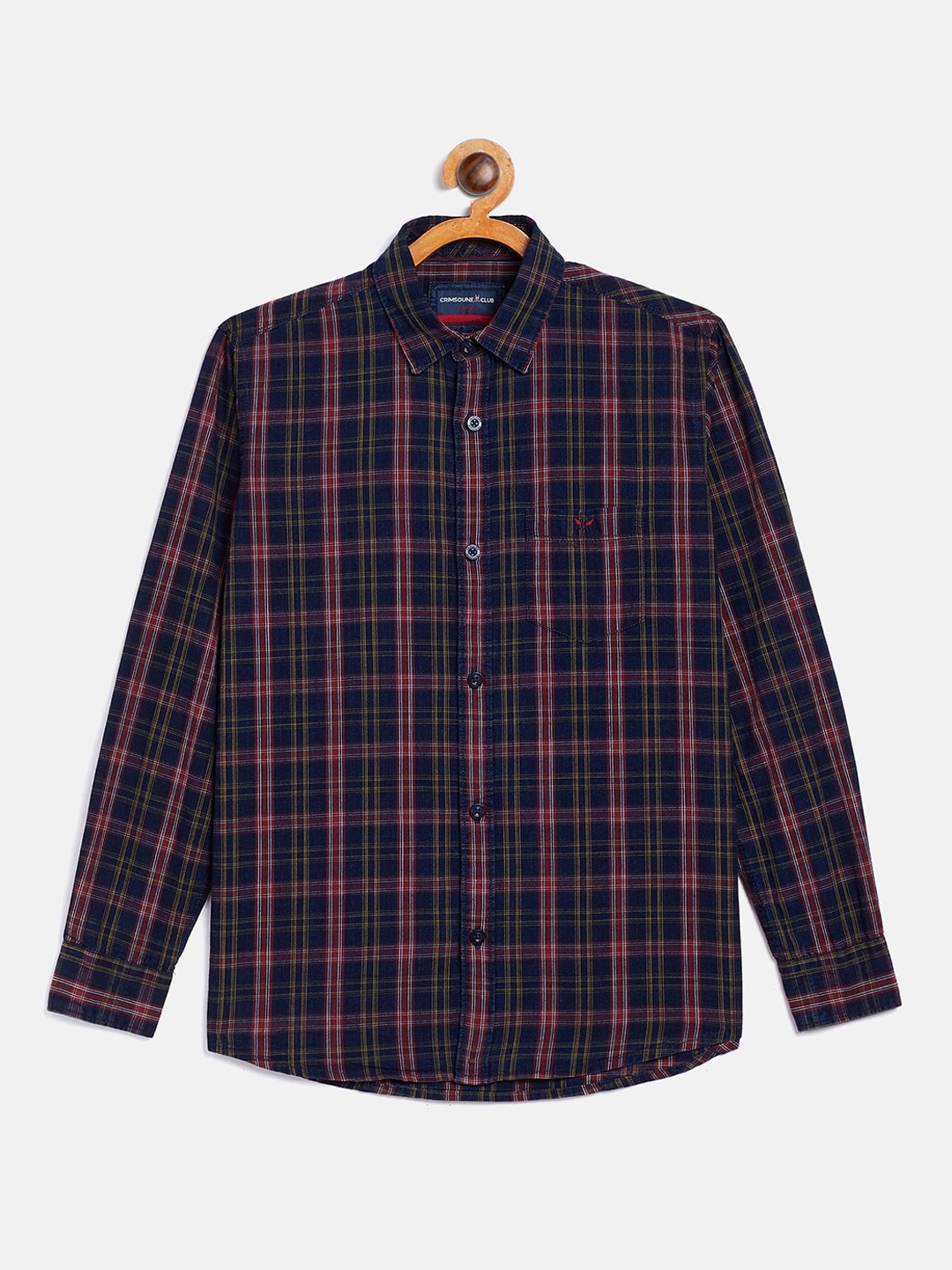 

Crimsoune Club Boys Navy Blue Tartan Checked Casual Shirt