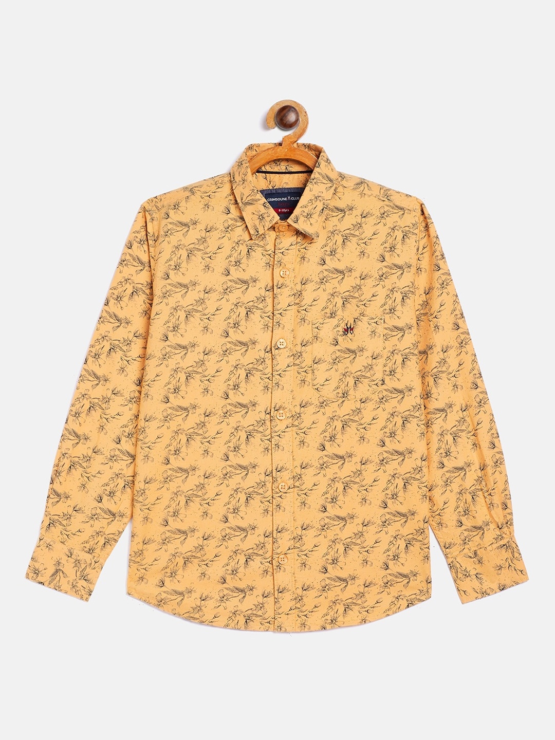 

Crimsoune Club Boys Orange & Black Floral Opaque Printed Casual Shirt