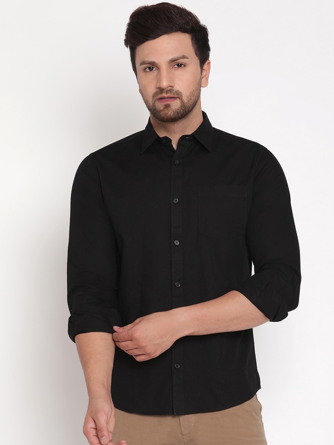 

METTLE Men Black Opaque Casual Shirt