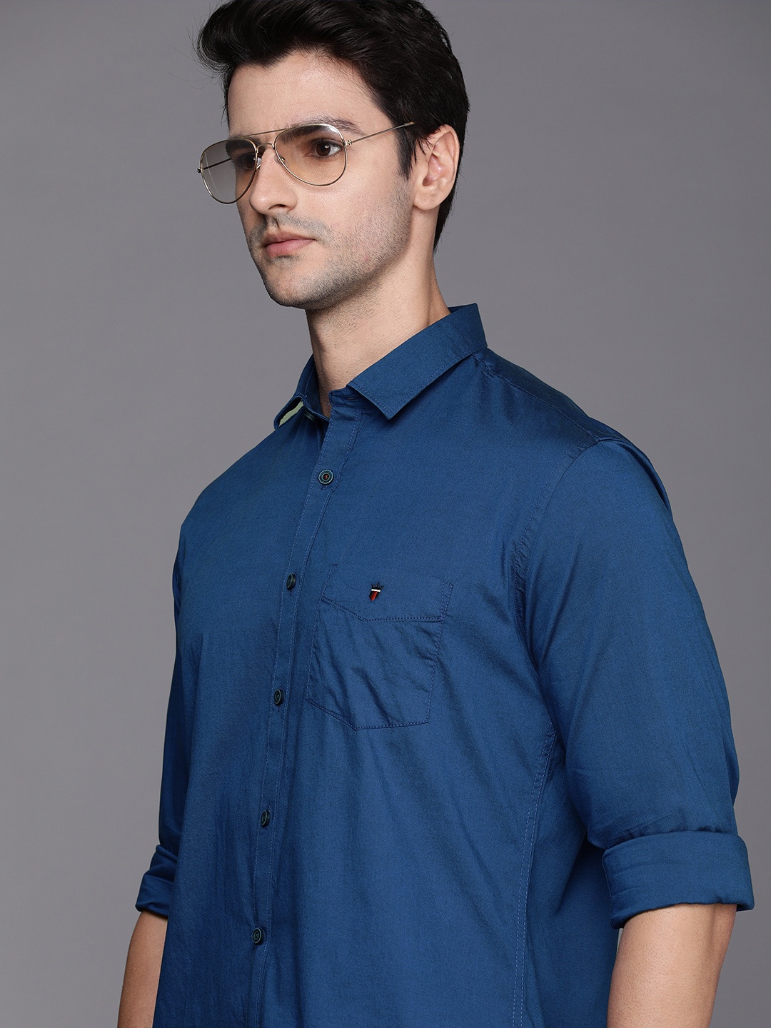 

Louis Philippe Sport Men Navy Blue Slim Fit Opaque Casual Shirt