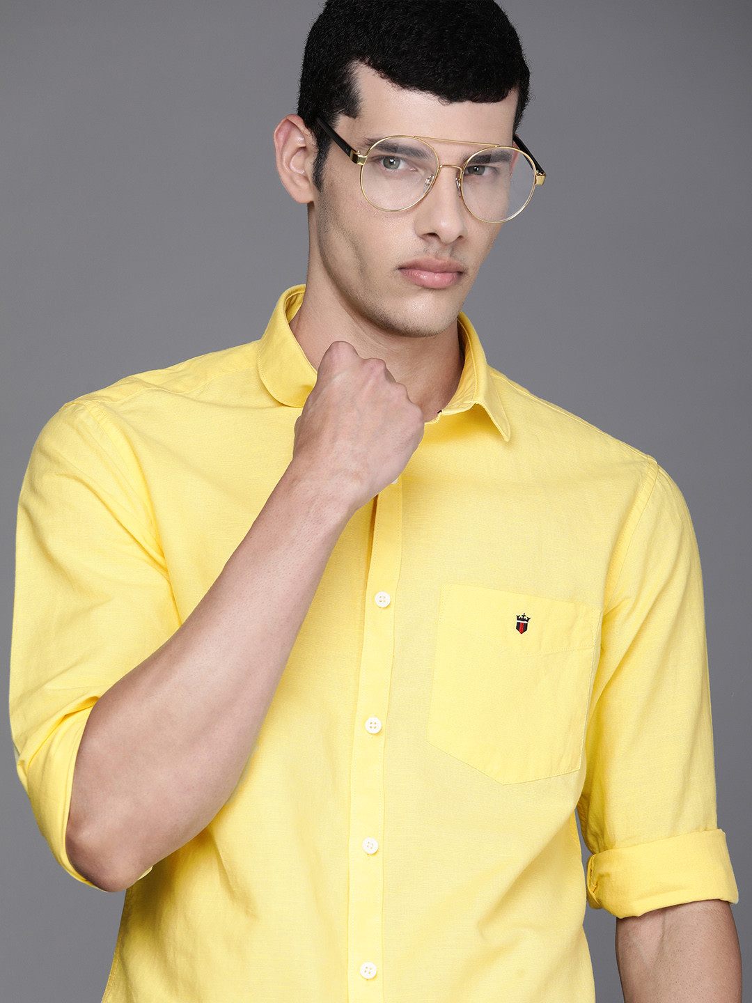 

Louis Philippe Sport Men Yellow Solid Slim Fit Casual Shirt
