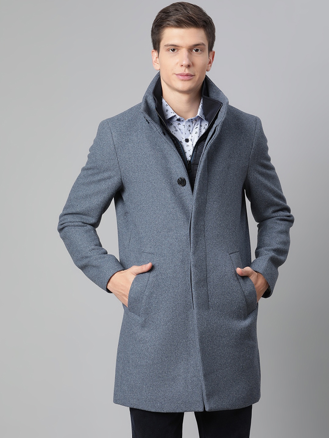 

Matinique Men Blue Solid Overcoat Coat
