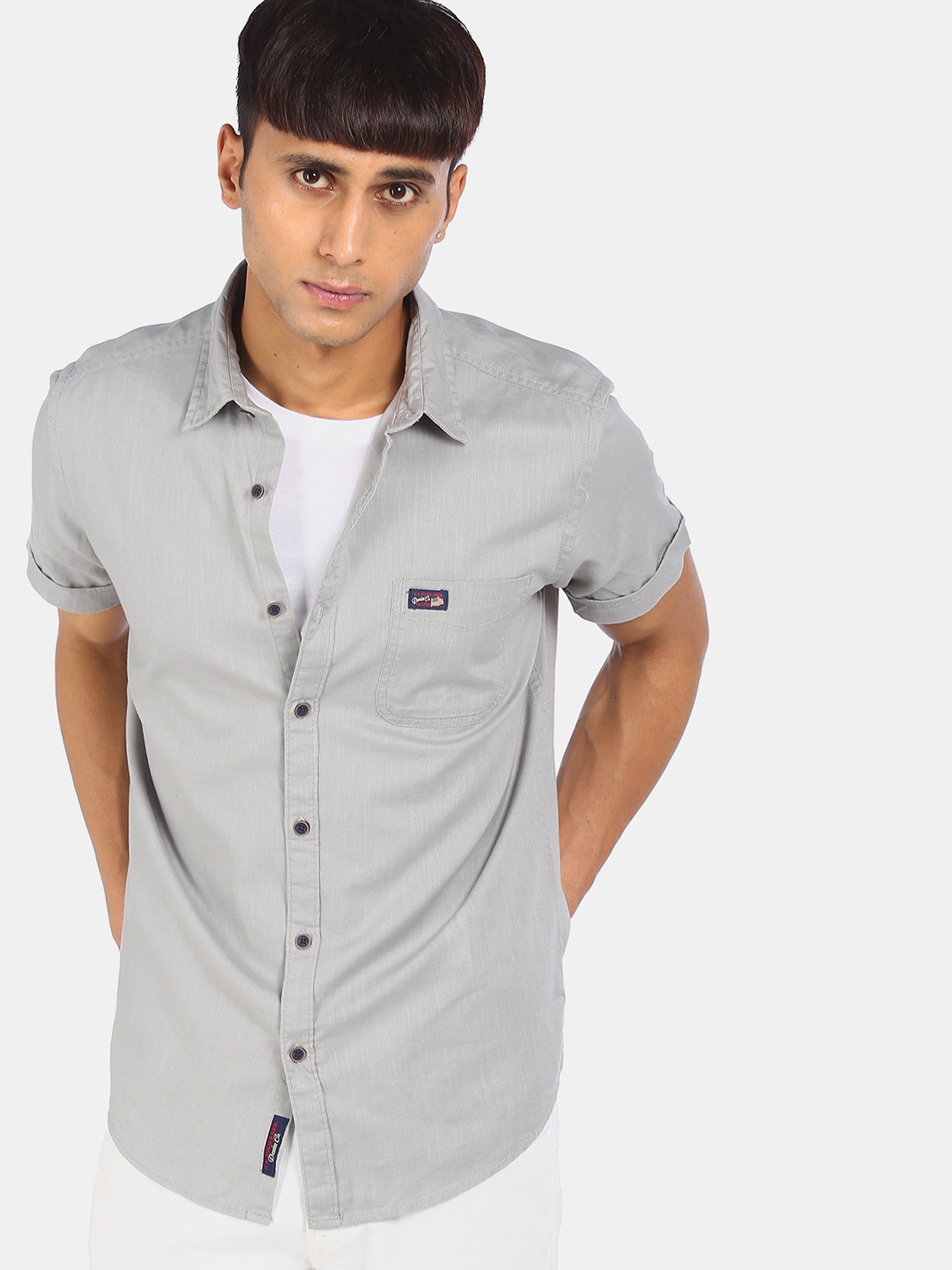 

U.S. Polo Assn. Denim Co. Men Grey Opaque Casual Shirt