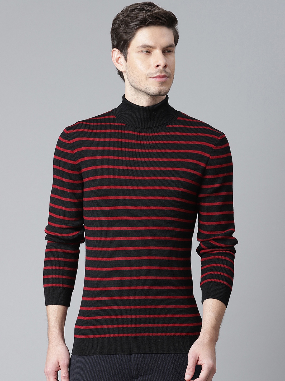 

Matinique Men Black & Red Striped Pullover
