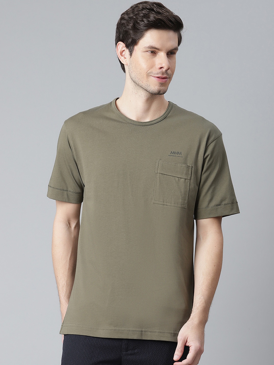 

Matinique Men Olive Green Pockets T-shirt