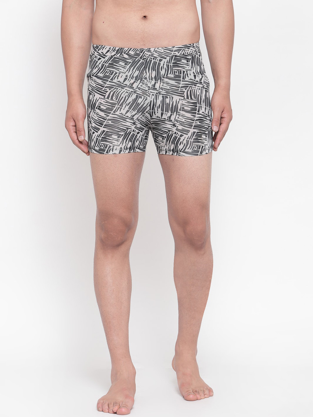 

CUKOO Men Grey & Black Printed Swim Bottoms