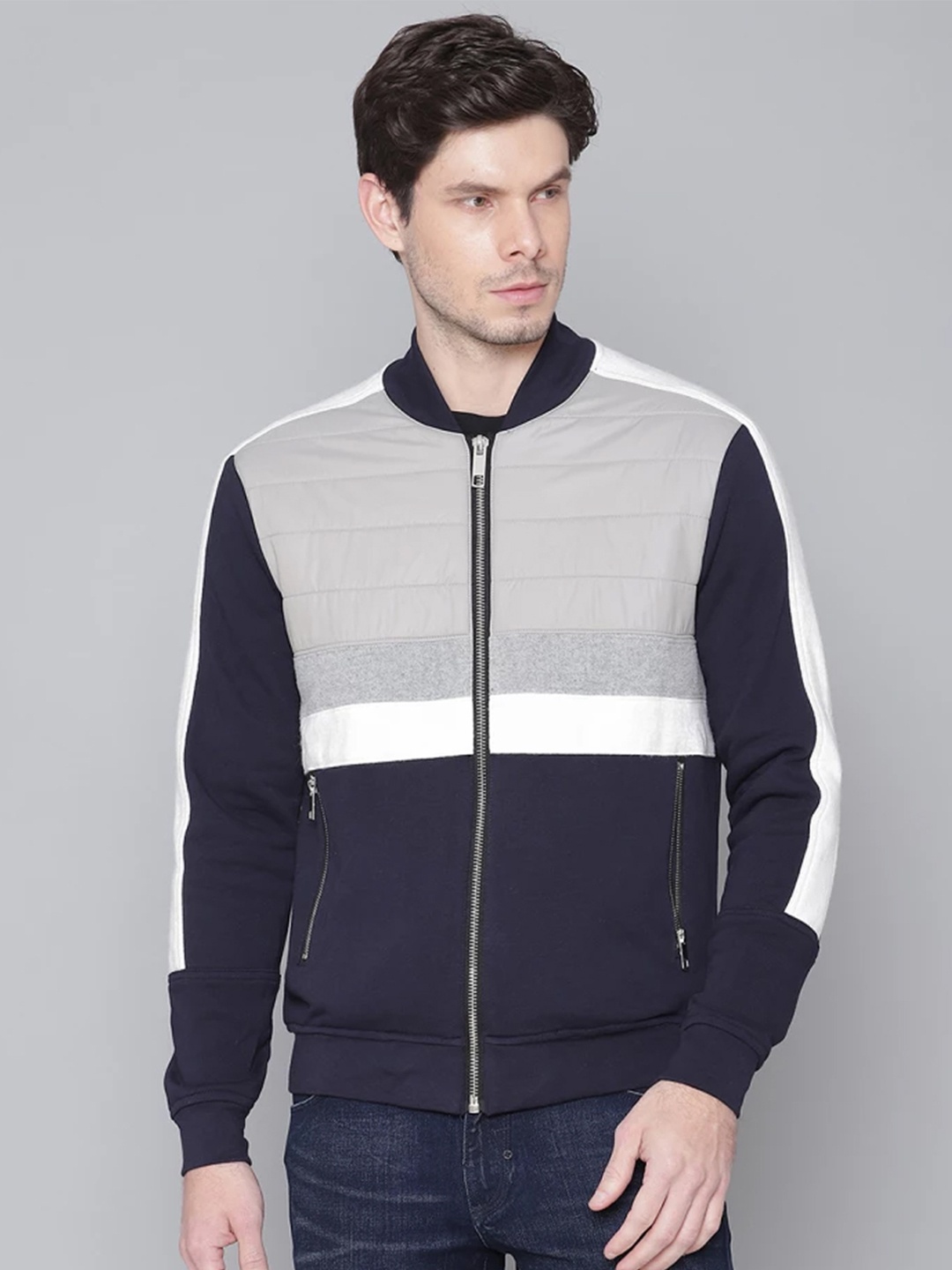 

Antony Morato Men Blue & Grey Colourblocked Sweatshirt