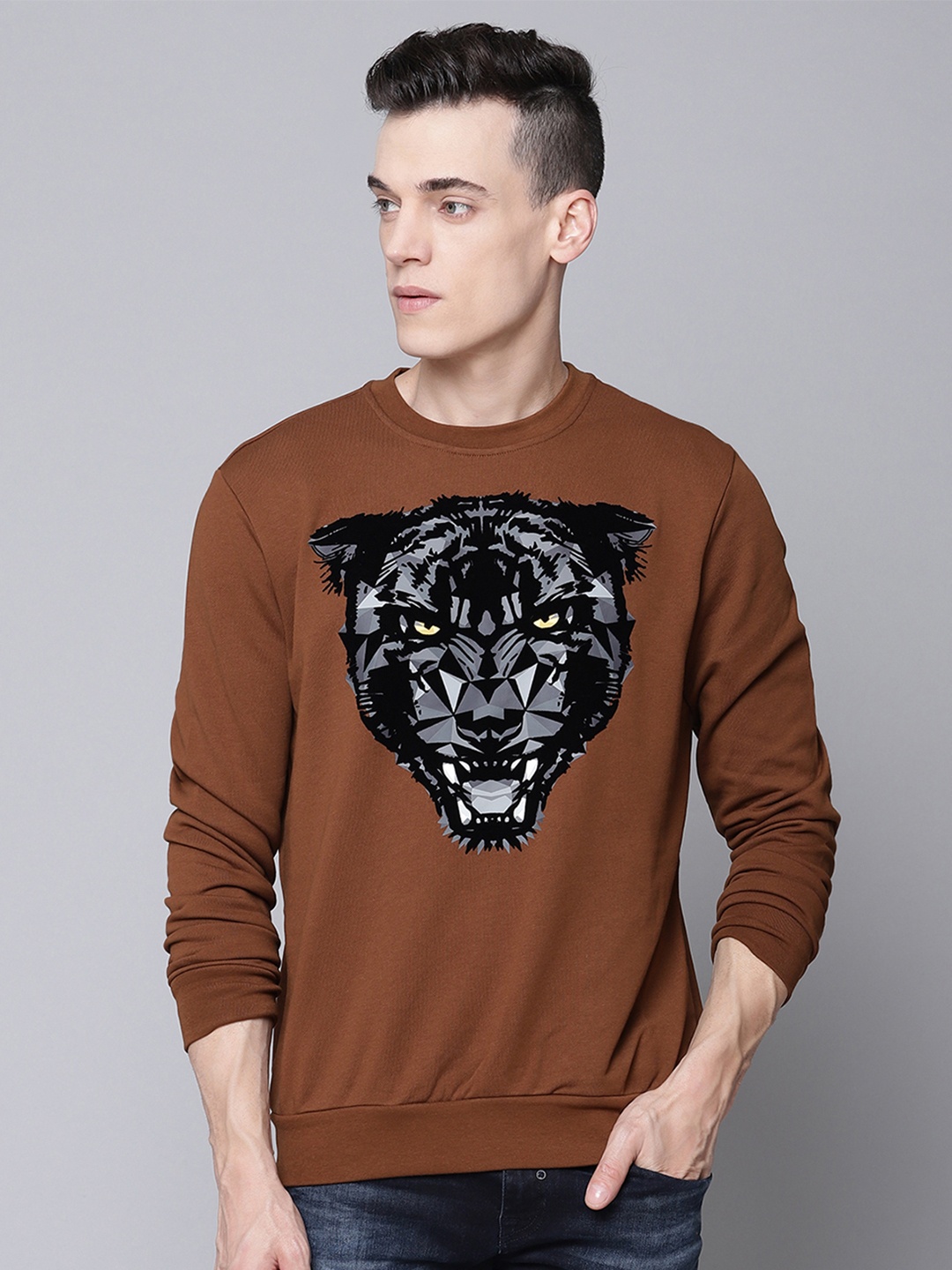 

Antony Morato Graphic Printed Cotton Pullover, Brown