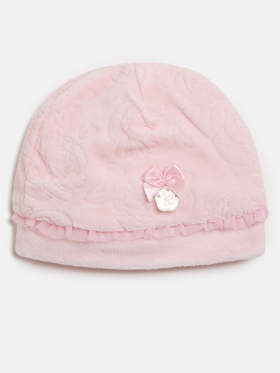 

Chicco Girls Pink Textured Sustainable Beanie Cap With Bow