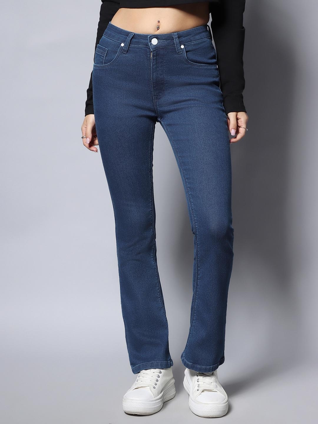 

High Star Women Blue Bootcut High-Rise Jeans