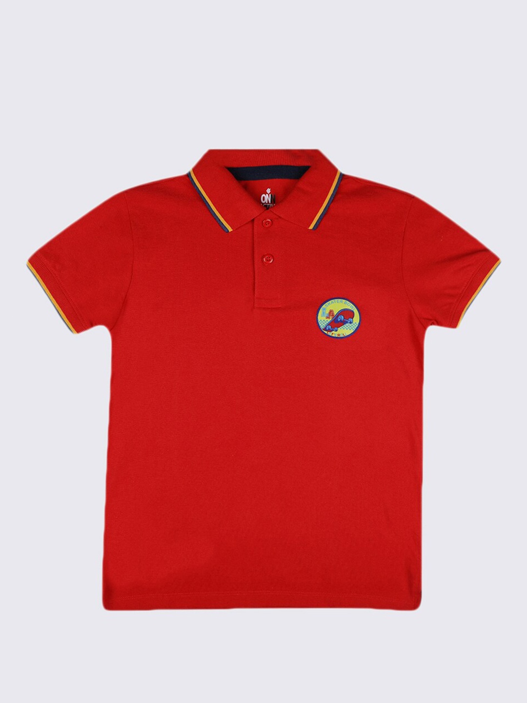 

ONN Boys Red Polo Collar Cotton T-shirt