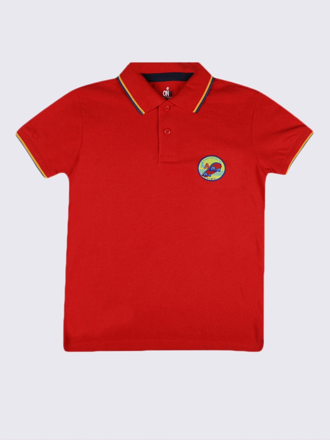 

ONN Boys Red Polo Collar Cotton T-shirt