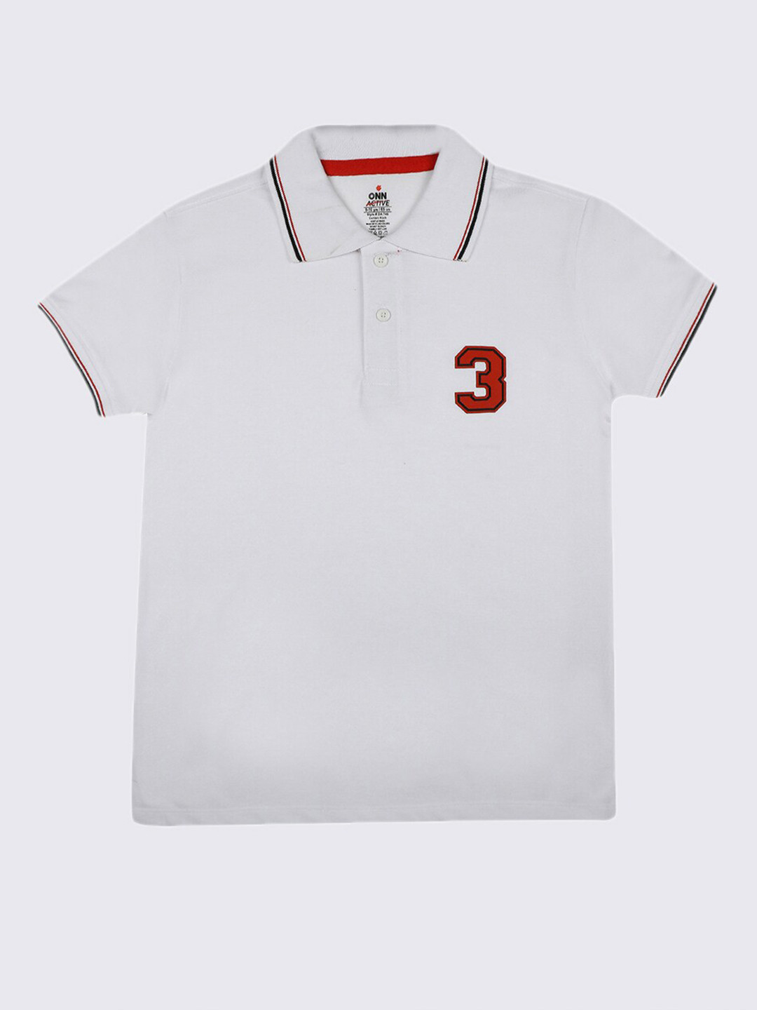 

ONN Boys White Polo Collar Cotton T-shirt
