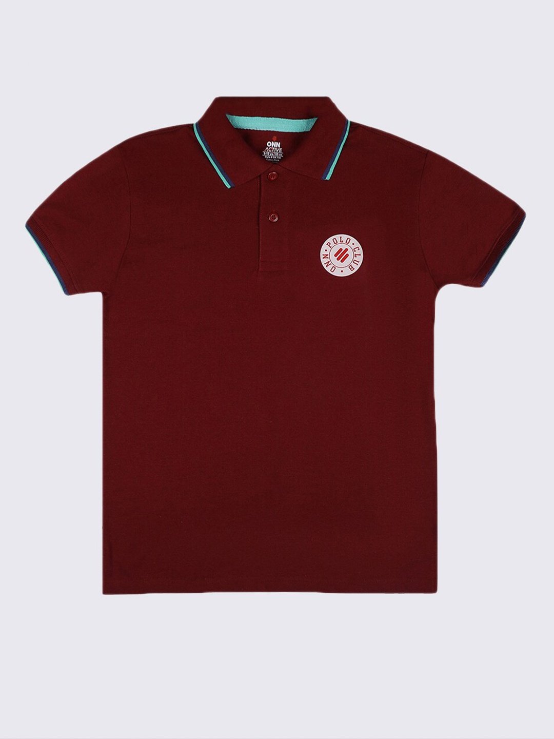 

ONN Boys Maroon Polo Collar Cotton T-shirt