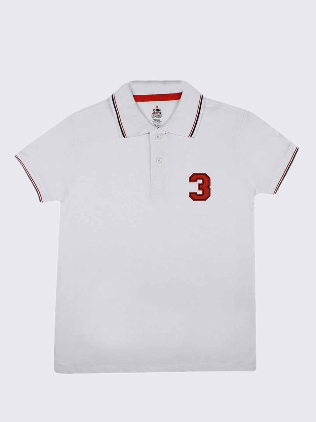 

ONN Boys White Polo Collar Cotton T-shirt