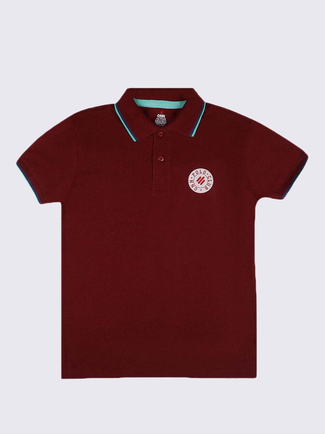 

ONN Boys Maroon Polo Collar Cotton T-shirt