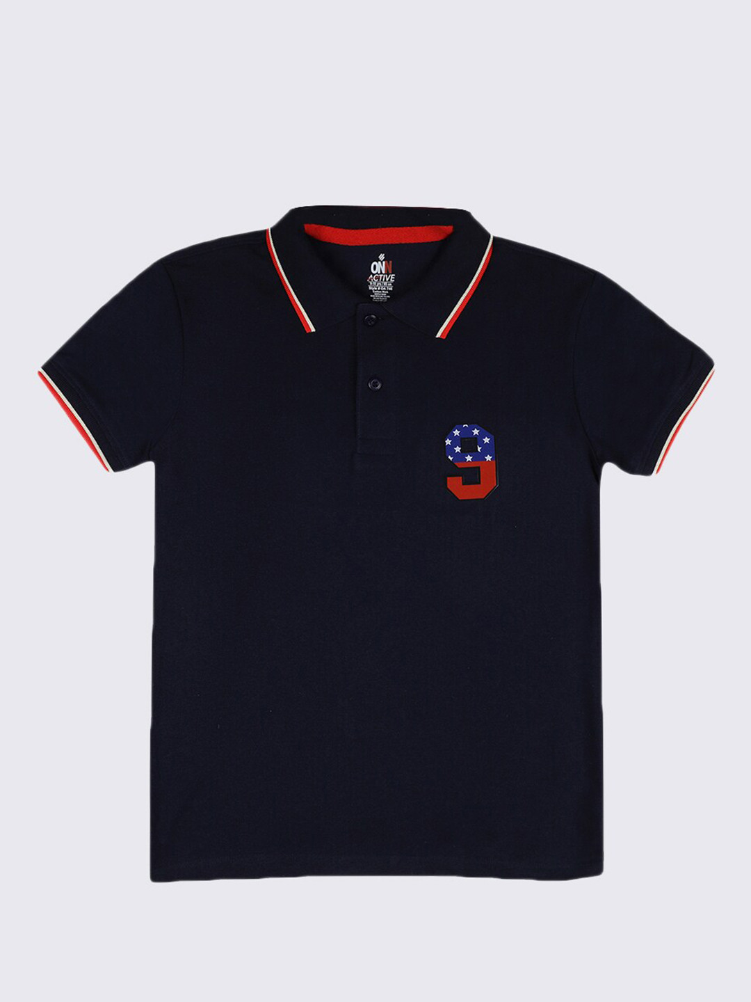 

ONN Boys Navy Blue Polo Collar Cotton T-shirt