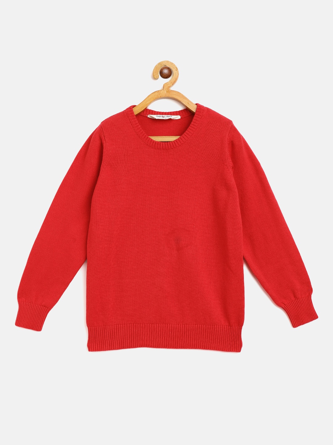 

Miss & Chief Boys Red Pure Cotton Solid Pullover