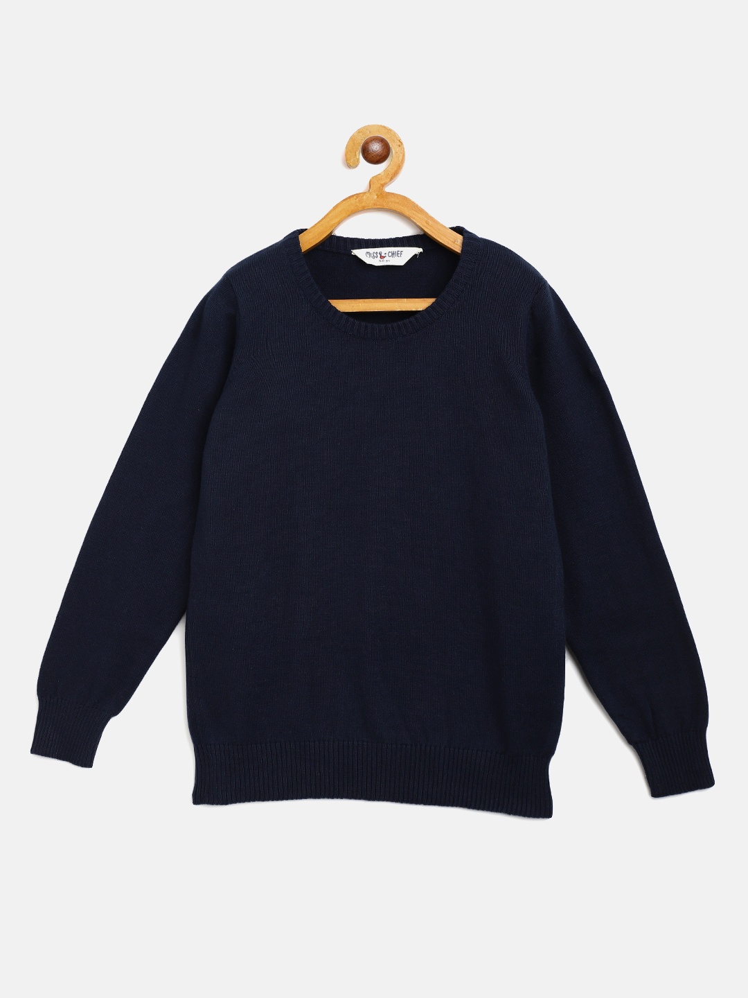 

Miss & Chief Boys Navy Blue Pure Cotton Solid Pullover