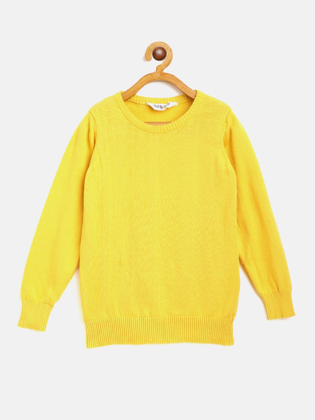 

Miss & Chief Boys Yellow Pure Cotton Solid Pullover