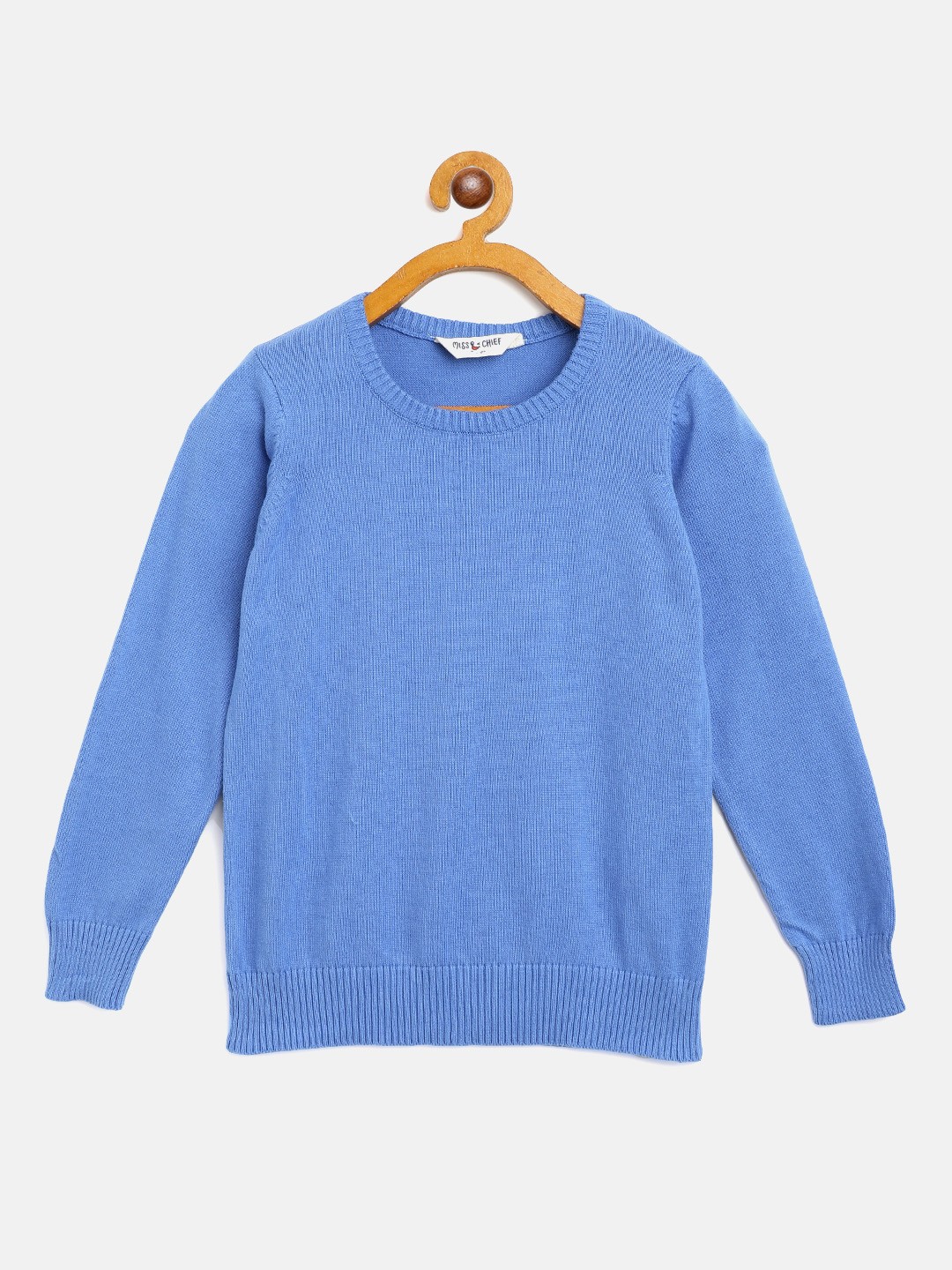 

Miss & Chief Boys Blue Pure Cotton Solid Pullover