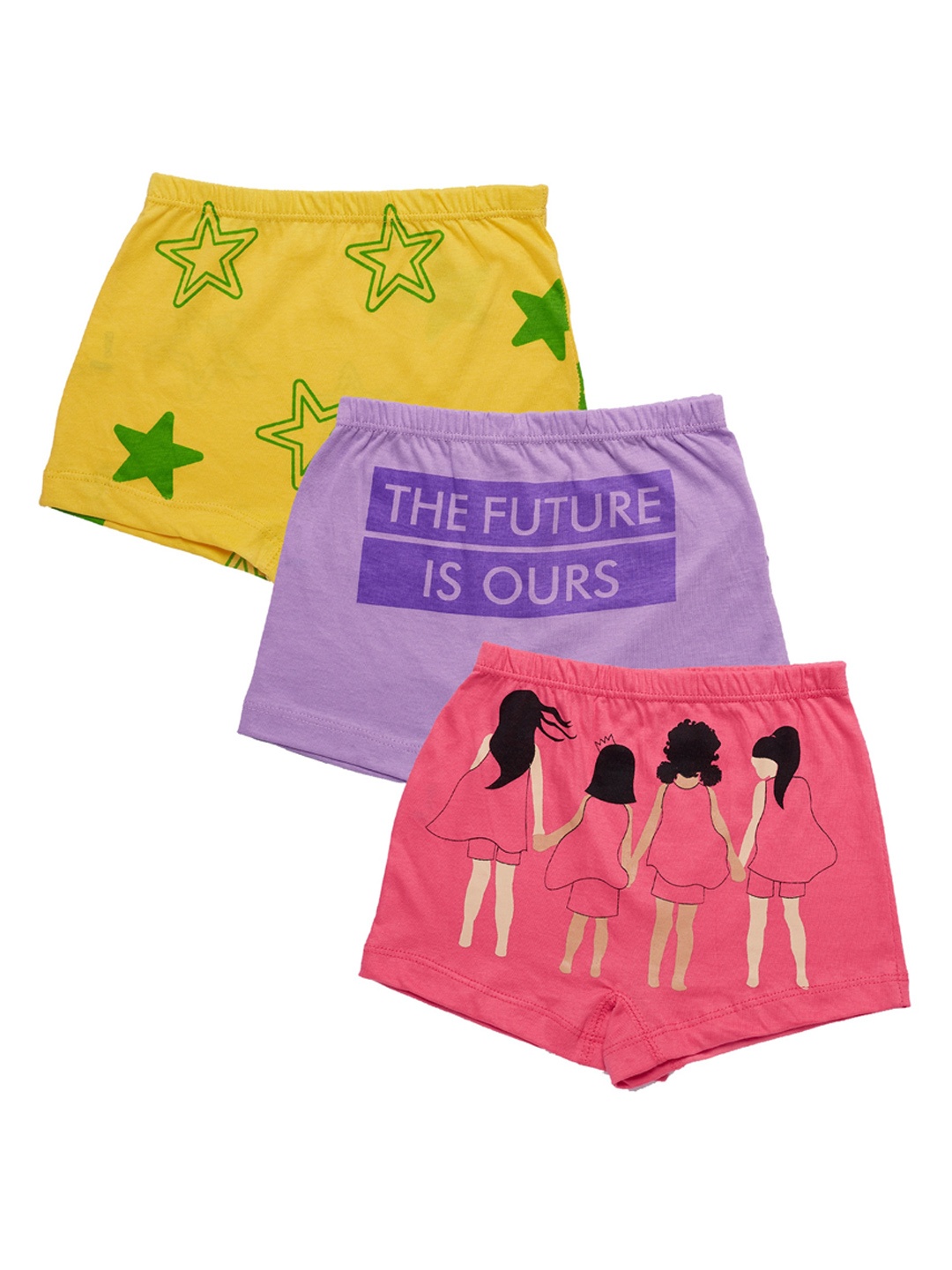 

You Got Plan B Pack of 3 Girls Printed Regular Shorts, Yellow