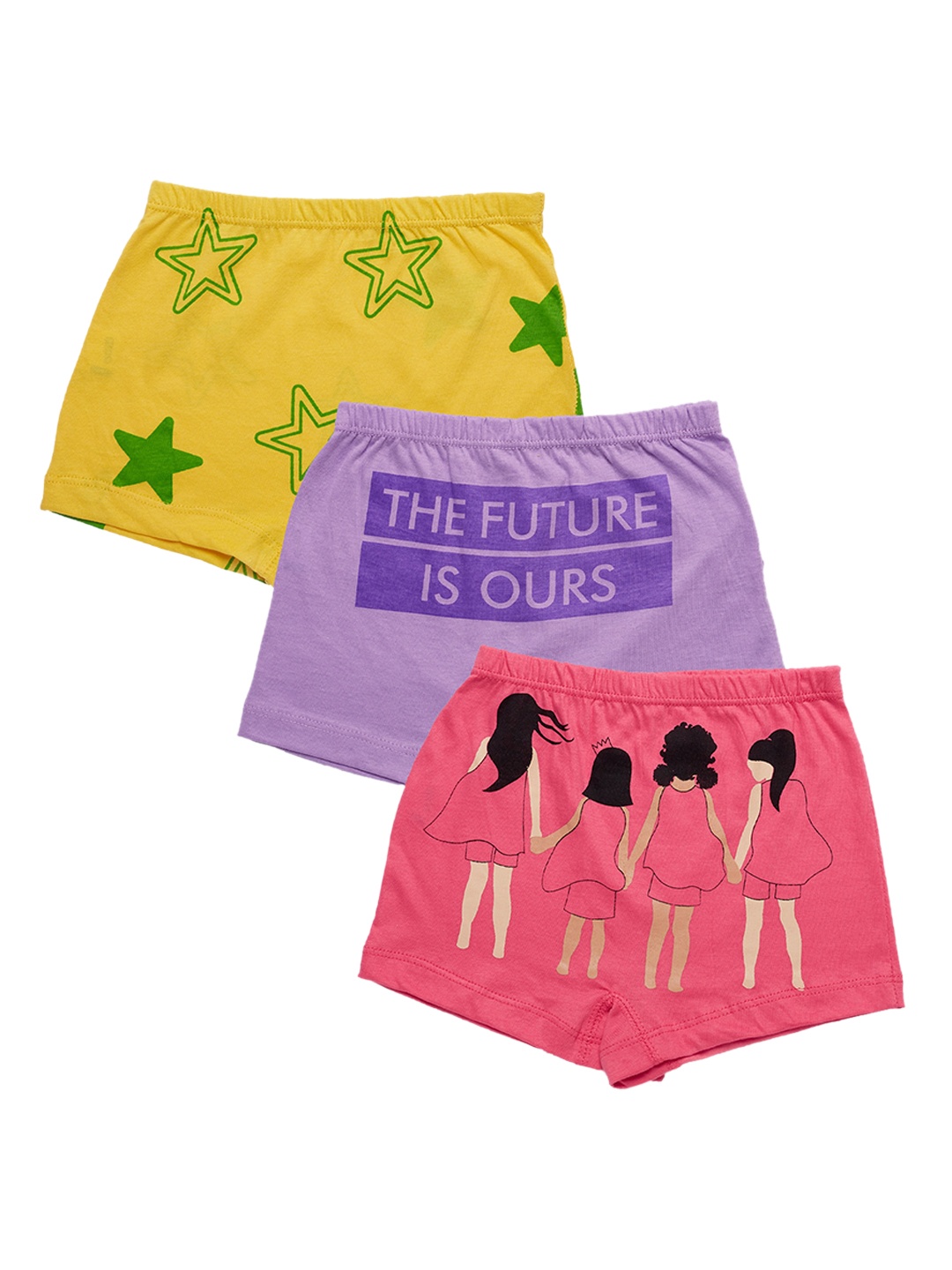 

You Got Plan B Pack of 3 Girls Pink Printed Pure Cotton Regular Shorts