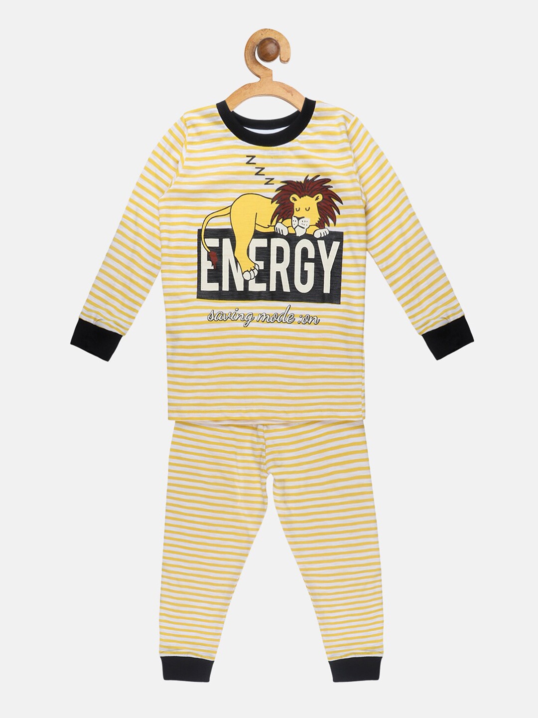 

Lazy Shark Boys Yellow & Black Printed Night suit