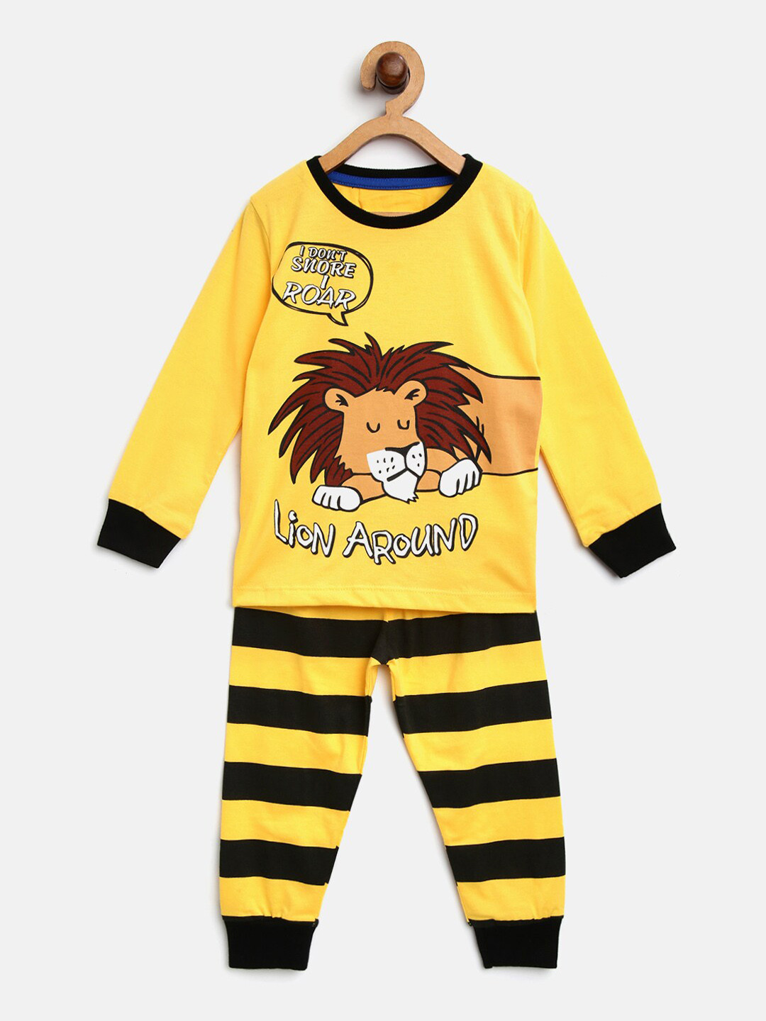 

Lazy Shark Boys Yellow & Black Printed Night suit