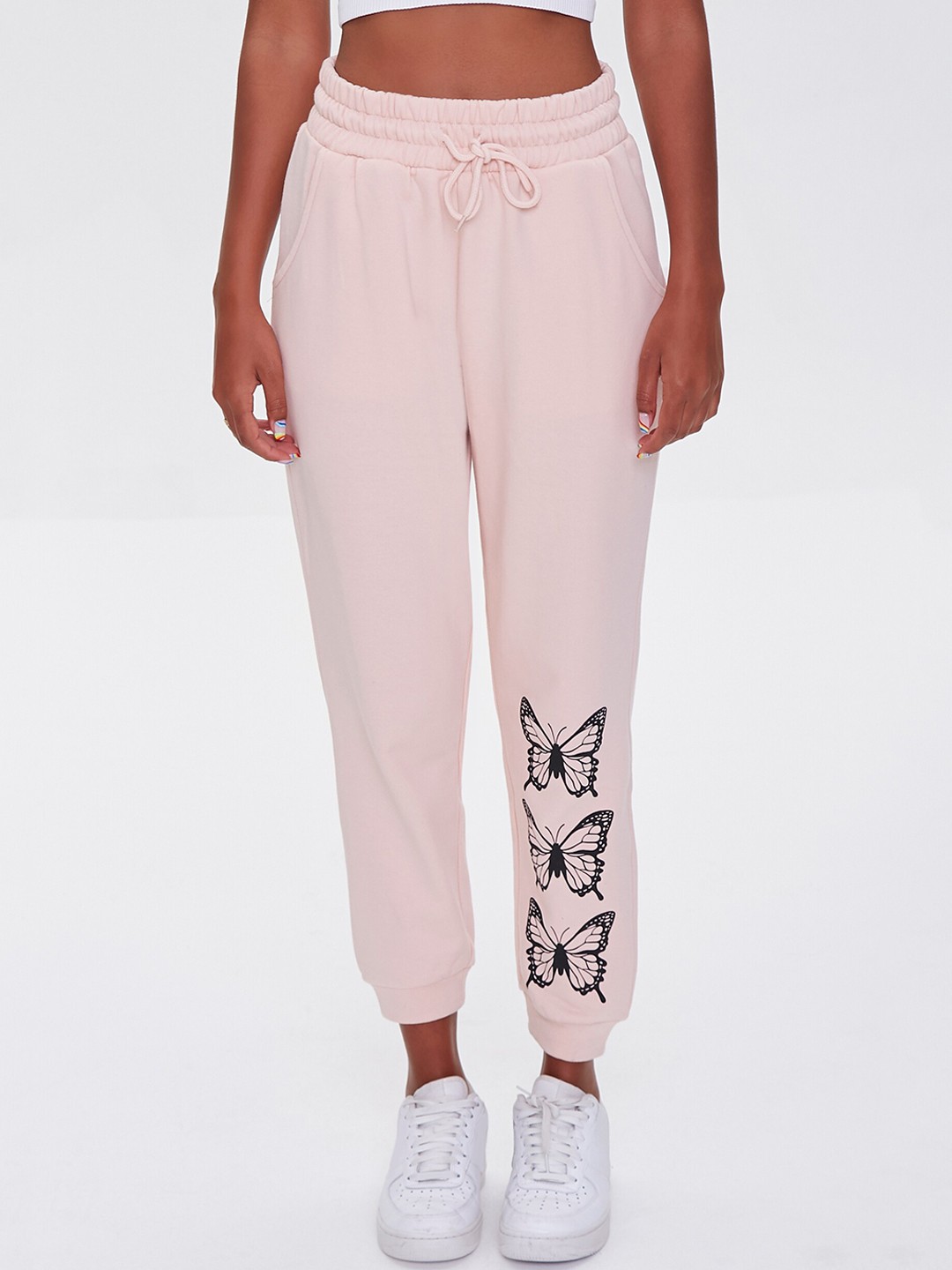 

FOREVER 21 Women Pink Printed Joggers Trousers