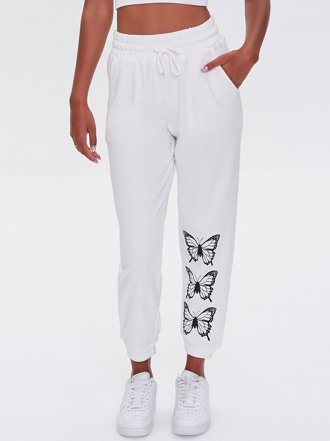 

FOREVER 21 Women Off White Printed Joggers