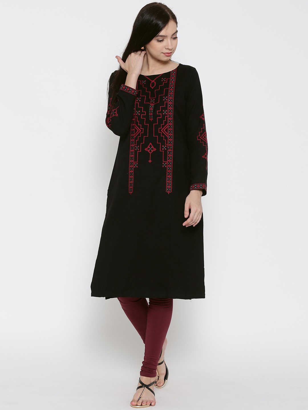 

W Black Embroidered Kurta