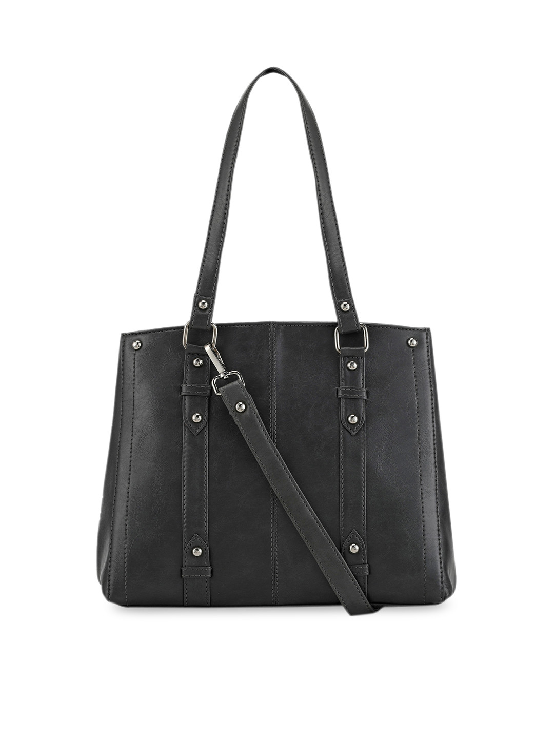 

Toteteca Black PU Structured Shoulder Bag