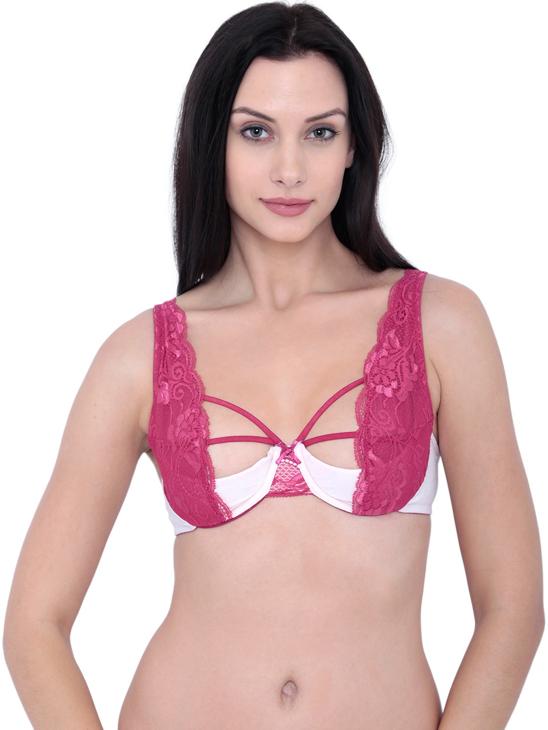 

Inner Sense Pink Organic Wired Lace Bra ISB050