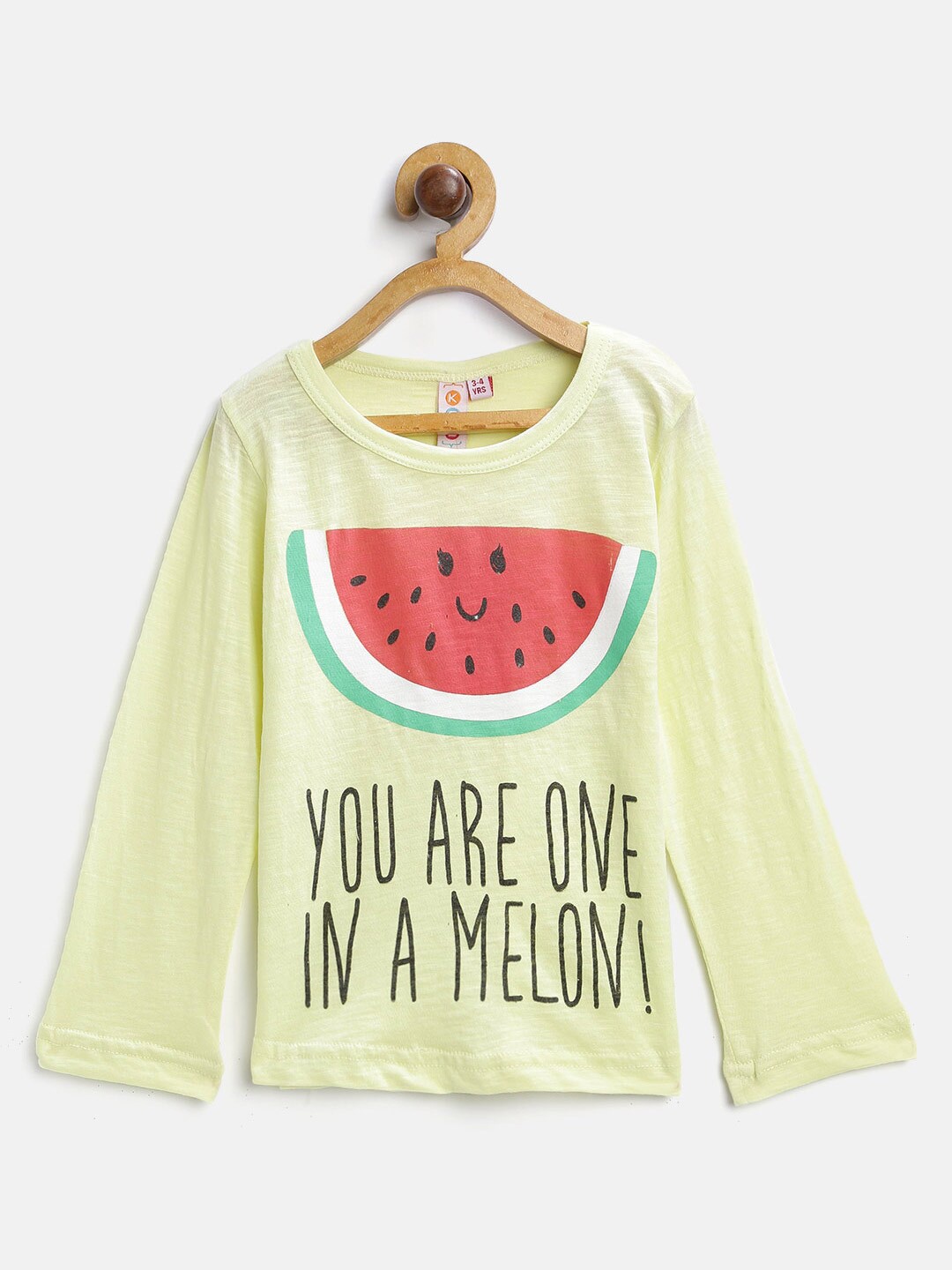 

Kids On Board Girls Printed Yellow Regular Top