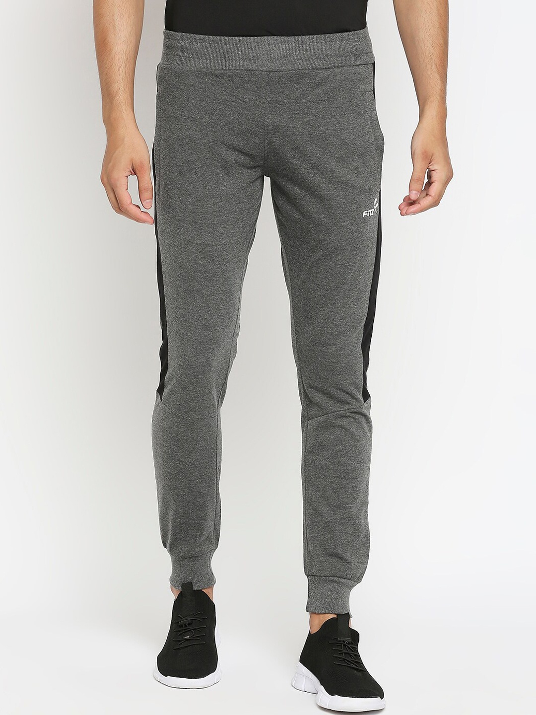

FiTZ Men Charcoal Grey Solid Slim-Fit Joggers